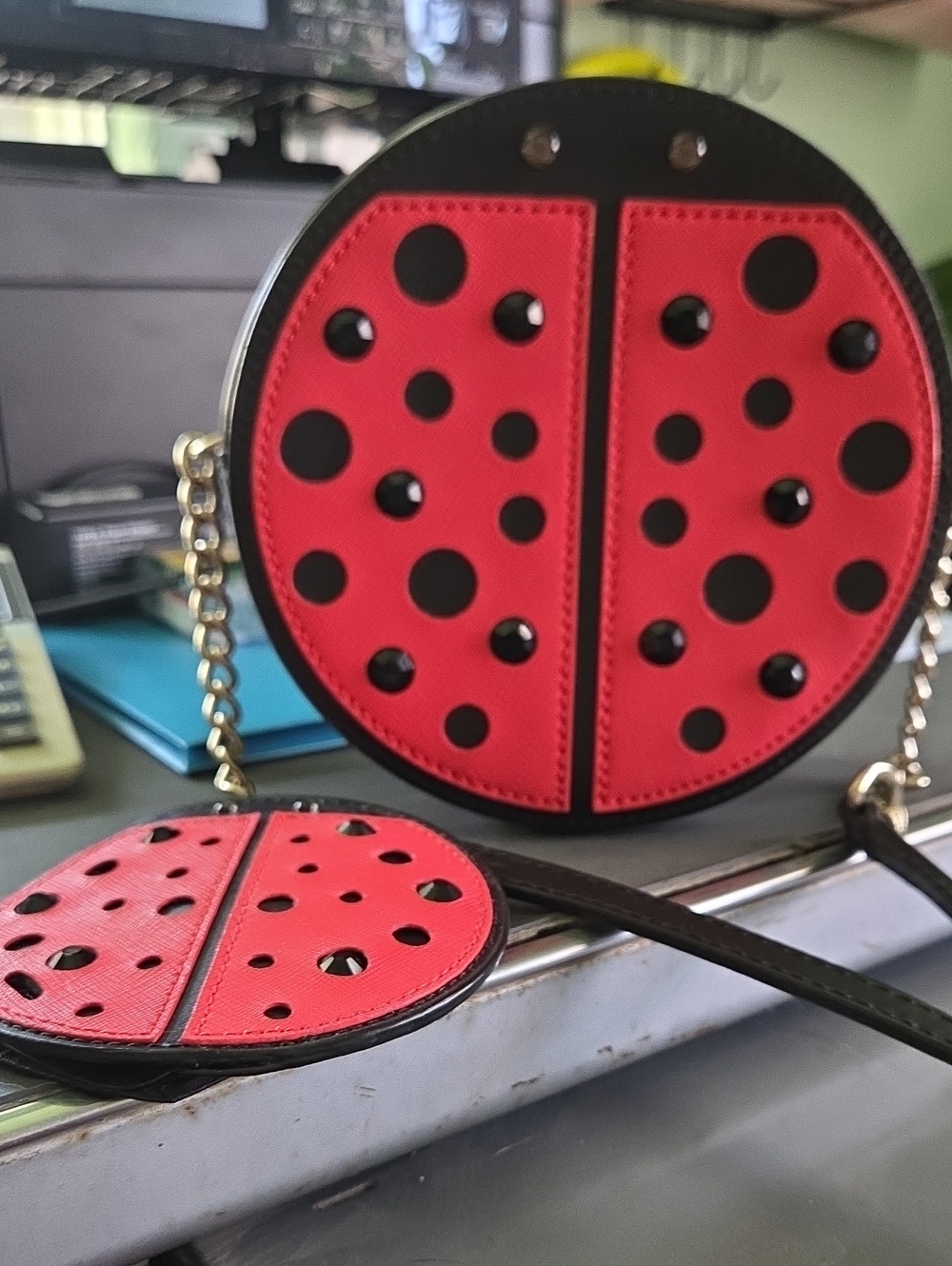 Kate Spade Ladybug Purse And Coinpurse with Shiny Accent